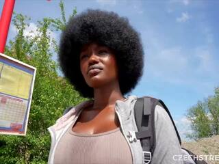Czech Streets 152 Quickie with delightful Busty Black Girl: Amateur dirty film feat. George Glass