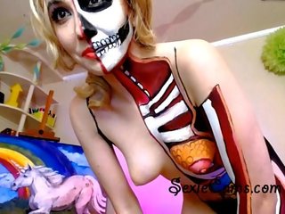 Bodypainted Blonde Chick Masturbates - sexiecams.com